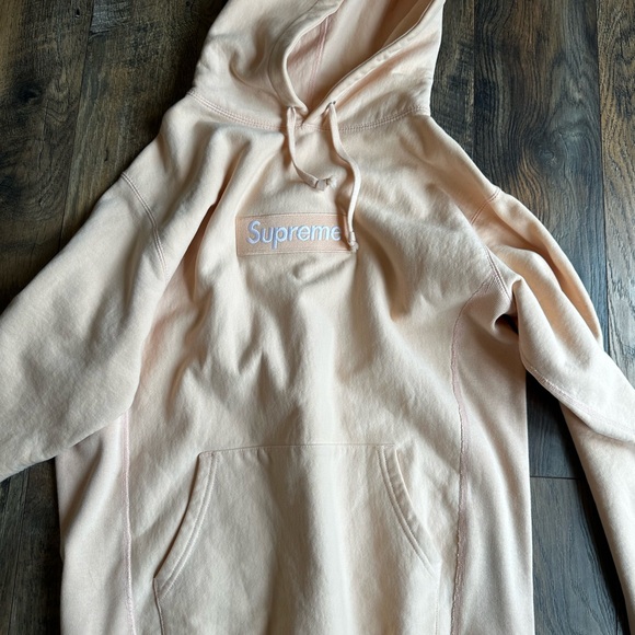 Supreme Light Peach Knitwear box logo hoodie WATERPROOF!